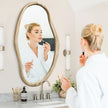 JJUUYOU Irregular Wood Mirror Asymmetrical Bathroom Wall Mounted Mirror 34