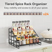 Spice Rack 4 Tier Kitchen Cabinet Organizer,Countertop Spice Rack,Tier Depth Adjustable Cabinet Shelf,Step Spice Organization Easy Visibility,Holds Seasoning and Condiments