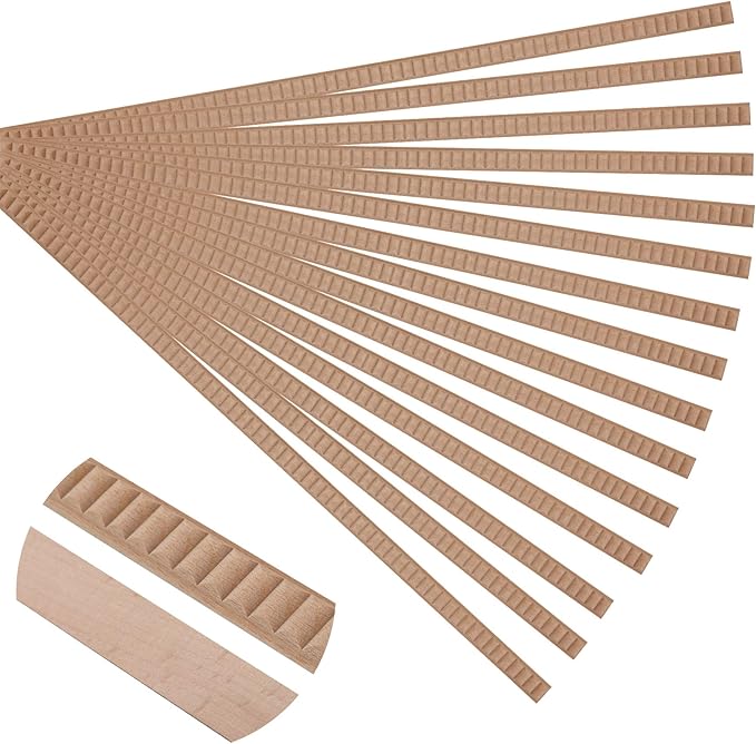 15-Pack 15.75" Unfinished Wood Reeded Trim - Easy to Paint, Cute Decorative Molding DIY Craft for Furniture Frame, Mirror Edge, Wall, Door, Closet, Dresser, Shelf