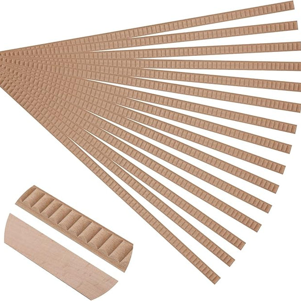 15-Pack 15.75" Unfinished Wood Reeded Trim - Easy to Paint, Cute Decorative Molding DIY Craft for Furniture Frame, Mirror Edge, Wall, Door, Closet, Dresser, Shelf
