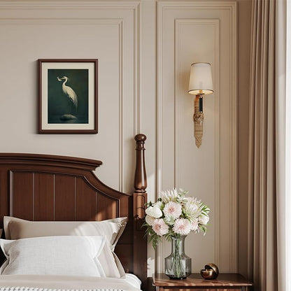 InSimSea Framed Canvas Wall Art with Mat, Vintage Heron Animal Wall Art for Living Room Bedroom Office, Retro Bathroom Prints Artwork Pictures, Home Decor Aesthetic, 11x14 Inch(Walnut)