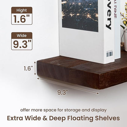 fuqing Floating Shelves for Wall - 48 Inch Mahogany Wall Shelves Set of 1-48 Inch Wide x 9.3 Inch Deep x 1.6 Inch Thick Wooden Shelves for Room Decor & Storage