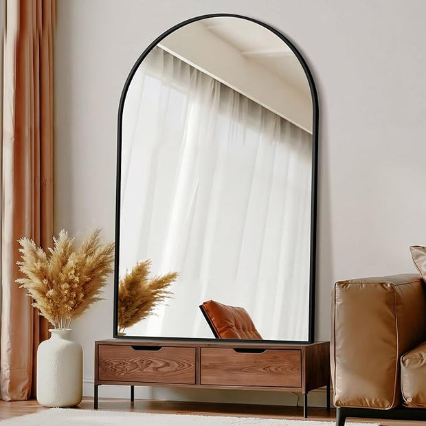 Arched Wall Mirror for Bathroom,Mirrors for Wall,35"x55",Vanity Mirror for Bedroom Dresser, Entryway, Living Room, Metal Frame,Hanging or Leaning Against(Black)