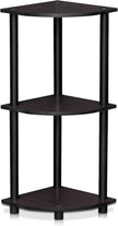 Furinno TURN-N-TUBE Corner Shelf, 3-Tier Corner Bookshelf, Display Storage Shelves with Open Shelves, for Organization and Storage, Living Room, Home Office, Garage, Dark Walnut