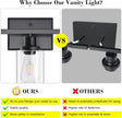 Ascher Bathroom Vanity Light Fixtures, 3 Light Wall Sconces Lighting with Clear Glass Shade, Black Wall Lights for Mirror, Kitchen, Living Room, Gallery, Hallway, E26 Base (Bulbs Not Included)