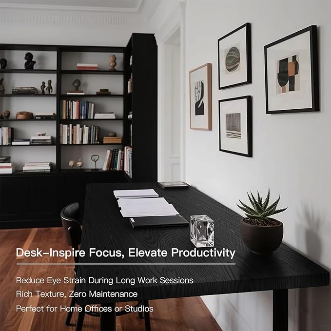 Ismoon Black Contact Paper Peel and Stick Wallpaper 17.5''x118''Wood Grain Contact Paper for Cabinets and Drawers Removable Self-Adhesive Modern Renter Friendly Wallpaper for Desk Countertops Vinyl