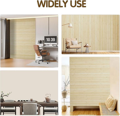 Natural Bamboo Wall Panel 48x96 Inch, Renewable Pole Wrap & Wainscoting for Interior Wall Decor, Bedroom, Living Room, Office & Kitchen Island (Natural)