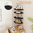 Homode Corner Floating Shelves, Corner Shelves Wall Mounted with Cord Hole, 4 Tier Diamond Shape Corner Hanging Shelving for Wall Storage, for Cable Box, TV Cords, Books, Plants, Black