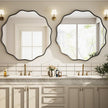 Round Wavy Mirror - 30 Inch Metal Frame Round Mirrors Wavy Edge Circle Mirror for Bathroom Bedroom Living Room Entryway Black