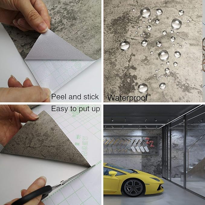 Beige-Grey Concrete Contact Paper Textured Gray Cement Wallpaper Industrial Peel Stick Countertop Contact Paper 16"x708" Removable Waterproof Adhesive Thick Matte Concrete Look Vinyl Wall Covering