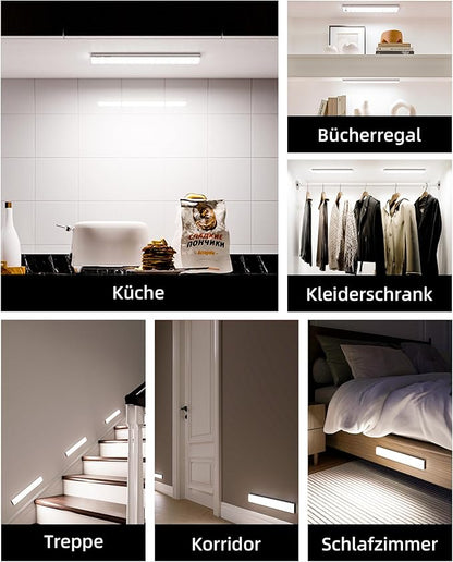 EZVALO 3-Pack Under Cabinet Lighting with Charging Station, 2000mAh Rechargeable Wireless Motion Sensor Lights, 3 Color Temps, Dimmable, Timer, Magnetic, with Remote Control for Kitchen, Closet