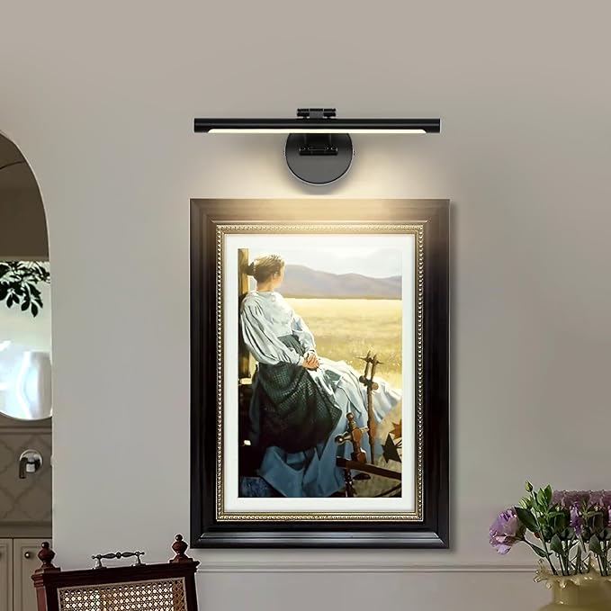 JUSHENG Dimmable Picture Lights Hardwired LED Painting Light Black Gallery Wall Light Art Lighting for Portrait Artwork Canvas 15.74 inch 7W 110V AC