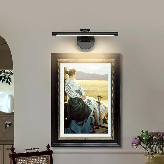 JUSHENG Dimmable Picture Lights Hardwired LED Painting Light Black Gallery Wall Light Art Lighting for Portrait Artwork Canvas 15.74 inch 7W 110V AC