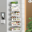 6 Pack Strong Magnetic Spice Rack for Refrigerator, Multipurpose Magnetic Shelf for Fridge with 4 Hooks for kitchen and Bathroom Organization, White