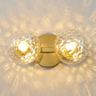 Gold Bathroom Vanity Light Fixtures: Modern Wall Scones With 2 Hammered Clear Glass Shades - Globe Makeup Lighting Fixture over Mirror - Brass Ball Powder Room Vanities Lights for Hallway Bedroom