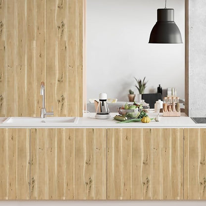 Yun-aeon Peel & Stick Wallpaper - 17.7" x 160" Wood Grain Contact Paper for Cabinet & Wall - Shiplap Design - Self-Adhesive & Removable