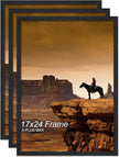 A PLUS MAX 17x24 Picture Frame Set of 3, Black Engineered Wood Frame for 17 x 24 Inch Picture Poster Photo, Light Weight 17 by 24 Frame with Wood-grain for Wall - 3 Pack/Black/17 x24
