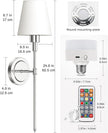 DORESshop Battery Operated Wall Sconce Set of 2, Wireless Wall Light Easy to Install, 7 Color Rechargeable Wall Sconces, Sconce Wall Decor Set of 2 for Bedroom, Living Room, Chrome, 24.6in