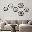 CADUKE Hexagonal Floating Shelves Set of 6 Hexagon Sheves Wall Mount Wood Storage Honeycomb Shelf Farmhouse Wall Decor Shelves for Bedroom Living Room, Black