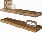 BAMEOS Floating Shelf,Wall Shelf,Decor Wall Mounted Shelves,Hanging Shelf Set L24xW6 for Bathroom Kitchen Living,Kitchen,Room Bedroom Storage, Rustic Brown