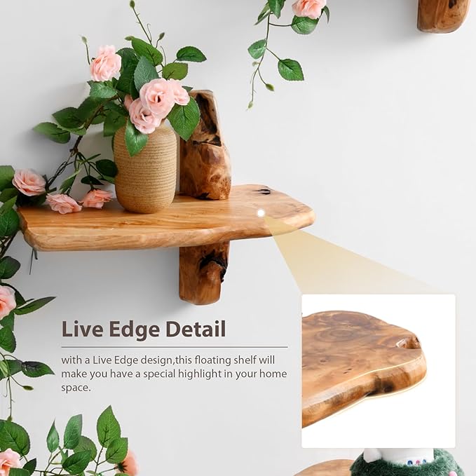 Live Edge Wall Mounted Beside Shelf – 16