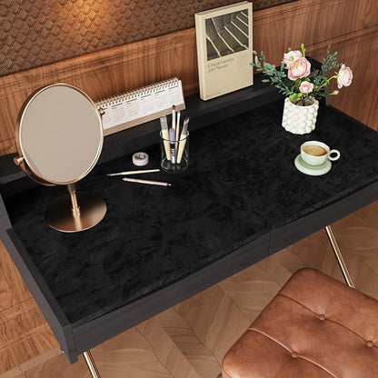 CRE8TIVE Crinkle Crushed Velvet Wallpaper 12"x80" Black Peel and Stick Wallpaper Self Adhesive Velvet Flocking Liner for Jewelry Drawer Box Lining Black Felt Sheets for DIY Crafts Displays Accent Wall