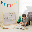 Wildkin Wooden Sling Bookshelf for Kids – Premium Canvas Design with 4 Fabric Shelves, Organizer for Home or Classroom - Natural w/Tan