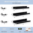 Picture Ledge Wall Shelves 16 inches Width Set of 3, Solid Pine Wood Rustic Floating Ledge Shelves for Wall for Kids' Room Bedroom Kitchen Bathroom Living Room Nursery Display Decor, Black