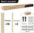 18Pack WPC Wainscoting Panels, 48.2 x 6.2 Inches 3D Accent Wall Panels for Interior Wall Decor, Fluted Wood Paneling for Living Room, TV Background, Office, Bedroom(Oak)