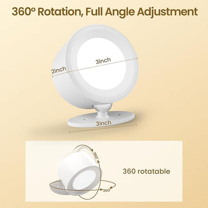 Wall Mounted Lamp LED Wall Lights with Rechargeable Battery Operated, 3 Color Temperatures & 3 Brightness Levels 360°Rotate Magnetic Ball, Cordless Sconces for Bedroom Reading Bedside,White-1 PACK
