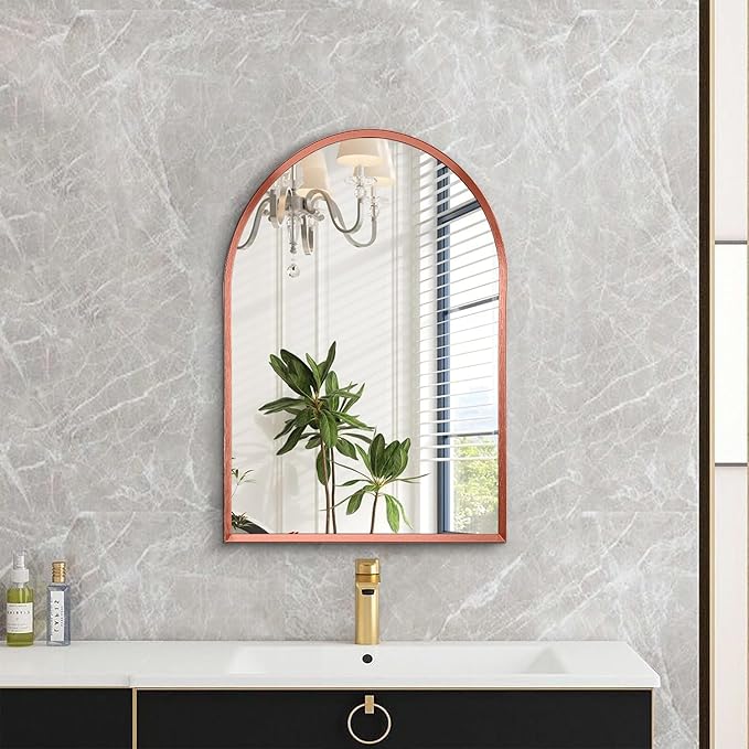 Arch Wall Mirror Aluminum Alloy Frame Bathroom Wall Mirror for Vanity Living Room, Bedroom Entryway Room Home Decor 20"x16"