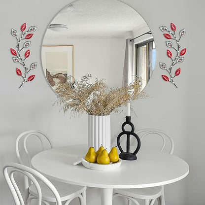 sxnzequnze 2 Pcs Metal Leaf Wall Art Crystal Bling Decorations Silver Leaves 3D Iron Handmade Home Decor Hanging Minimalist Accents Modern Set for Living Room Bathroom Bedroom Dining Room Hallway