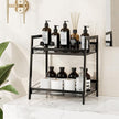 Masupu 2 Tier Bathroom Shelf, Bathroom Organizer and Storage for Small Space, Free-Standing Metal Rack Shelves Waterproof for Kitchen, Bathroom, Laundry, Toilet, Black