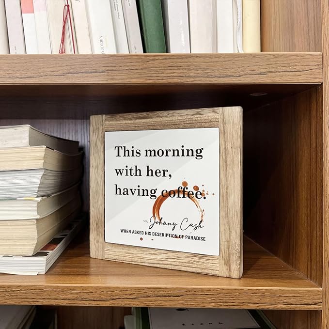 Coffee Decor Set, Wooden Box Signs for Home Decor, Farmhouse Wood Sign, Cafe Table Desk Decortion, This Morning With Her Having Coffee Sign
