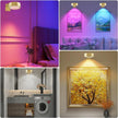 RGB Picture Light Battery Operated Painting Lights for Wall Wireless Magnetic Display Art Light with Remote Controls,Dimmable&Timer for Art Frame Artworking,3Pack Gold