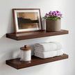 Homeforia Walnut 20 inch Floating Shelf, High End Solid Real Wood 20inch Floating Shelves for Wall Mounted, Dark Brown 20 inches Long Floating Shelves, Heavy Duty Bracket, 20 X 6.5 X 1.75 in, Set of 3