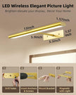 EZVALO Picture Light for Wall, 4800mAh 13'' Rechargeable Wireless Lights with IR Remote, Dimmable Magnetic LED Art Display Light with 3 Color Temp, for Gallery, Living Room, Bedroom(Gold-2Pack)