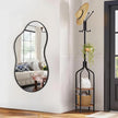 JJUUYOU Irregular Wall Mirror Black Metal Framed Decorative Asymmetrical Bathroom Mirrors Large 22