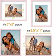 Vittanly 8.5x11 Picture Frames Set of 4, Display Pictures 6x8 with Mat or 8.5x11 without Mat, Gallery Wall Frame Set for Wall Mounting, Engineered Wood with Shatter Resistant Plexiglass, Pale Pink