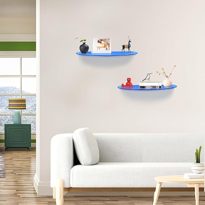 SetGame 2-Pack 24 Inch Acrylic Wall Shelves Wall Decor Wall Mounted, Floating Bookshelves Wall Ledge Shelf, Acrylic Shelves for for Action Figures Display, Room Décor, Space Saving, Items Organizer