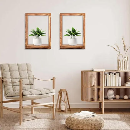2 Pack Wooden Shelves, Farmhouse Wall Decor, Rustic Wooden Framed Wall Art for Living Room, Bathroom, Bedroom - Modern Decorative Shelf for Plants & Photos