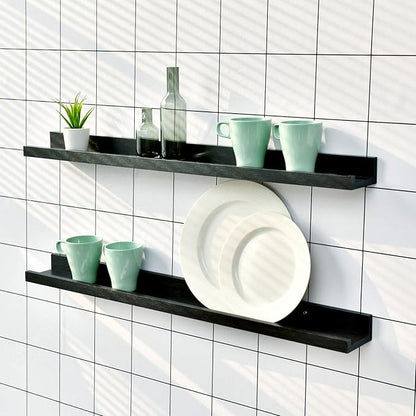 WELLAND Vista Photo Ledge Picture Display Wall Shelf Gallery, 48-inch, Set of 2, Espresso