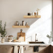 17x6.8x2 Inch Rustic Floating Shelves for Wall Set of 2 - Oak Solid Wood Wall Mounted Shelves with Invisible Bracket, Compact Design for Farmhouse Living Room Bedroom Kitchen Decor
