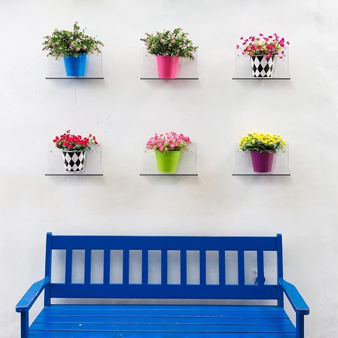 10 Pieces Small Floating Shelves for Wall 4'' Acrylic Mini Wall Shelf Acrylic Display Shelf Clear Hanging Shelves Room Decor for Bedroom, Bathroom, Living Room, Office