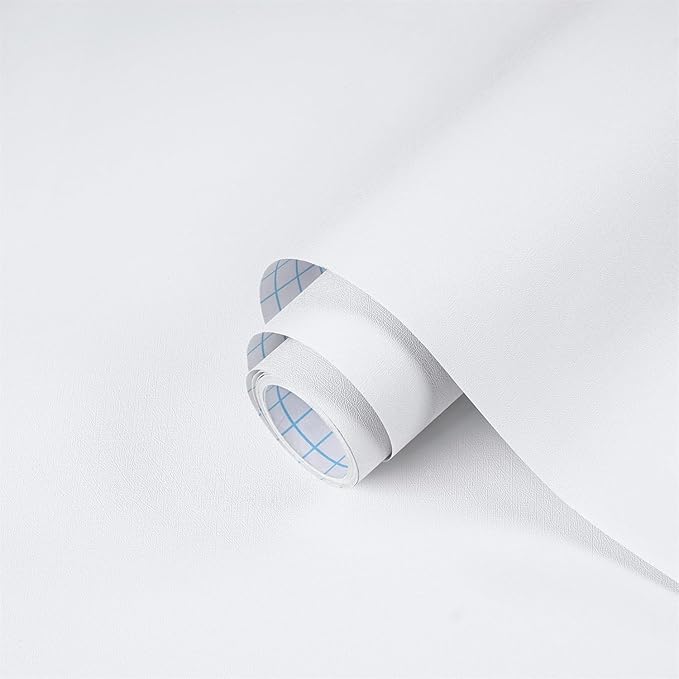 Dimoon 236''x23.6'' Peel and Stick Wallpaper White Contact Paper for New Environmentally Friendly Materials Thickening Upgrade Embossed Renter Friendly Wall Paper Modern Vinyl Wrap Countertop Bedroom