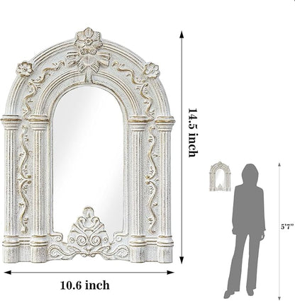 ZEXUIRU 2PCS Arched Window Wall Mirror,Rustic Farmhouse Accent Mirror, Wood Framed Entry Wall Decoration for Living Room,Bathroom,Bedroom,Kitchen,14.5x10.6 Inches