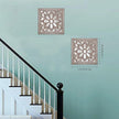 Yudarte 2pcs Set Square Mandala Cutout Wall Mirror Decor - Farmhouse Rustic Decorative Mirrors for Bedroom Bathroom Living Room Kitchen Entryway 12x12 Inches