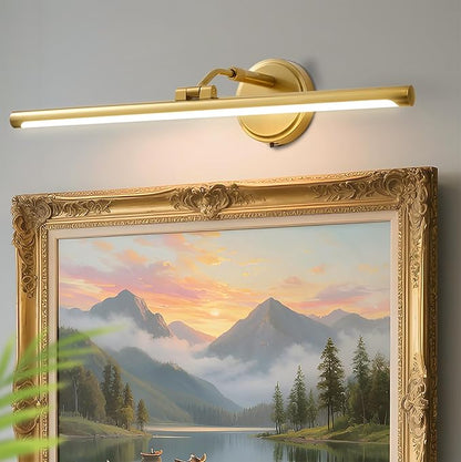 Hardwired Picture Lights for Wall,Gold Led Art Light for Painting,Modern Metal Picture Frame Light,3CCT Dimmable Poster Gallery Painting Bookshelf Portrait Lights for Pictures On Wall 8W