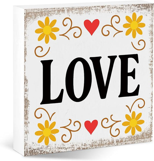 Valentines Desk Decor, Valentine's Day Home Office Table Sign for Wife Daughter from Dad Husband, Valentine Gifts Decorations for Porch Tiered Tray Shelf Party Wedding