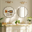20 Inch Scalloped Round Wall Mirror, Black Wavy Edge Frame Circle Mirror for Bathroom, Bedroom, Entryway, Living Room for Wall Decor